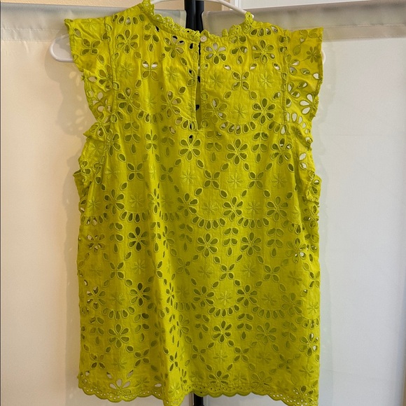 J. Crew Lime Green Eyelet Top - Picture 3 of 4